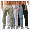 Clearance stock of cross-border best-selling men's European and American sports trousers, summer loose, casual and breathable cotton and linen trousers Specification image